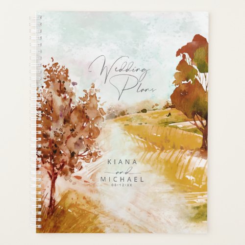 Watercolor Landscape Wedding Autumn Gold ID786 Planner