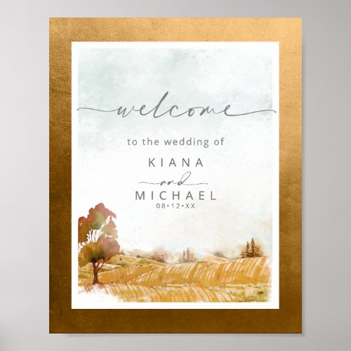 Watercolor Landscape Wedding Welcome Autumn ID786 Poster
