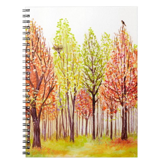 Watercolor landscape with autumn trees notebook (Front)