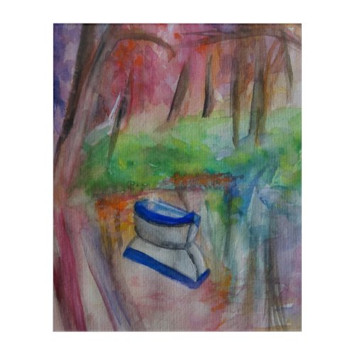 Watercolor landscape with boat Acrylic Wall Art