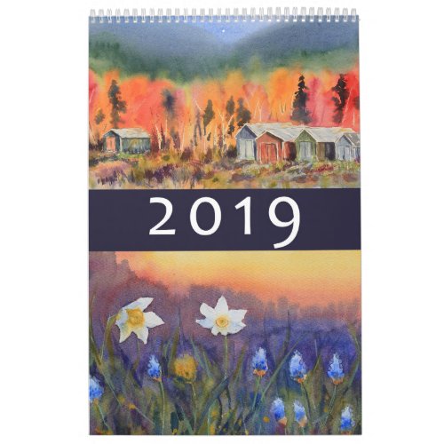 Watercolor landscapes 2019 wall calendar