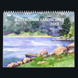 Watercolor Landscapes Any Year Sea Mountain Lake Calendar<br><div class="desc">This design was created though digital art. It may be personalized in the area provided or customizing by choosing the click to customize further option and changing the age, initials or words. You may also change the text color and style or delete the text for an image only design. Contact...</div>