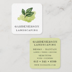 Watercolor Landscaping Care Square Business Card