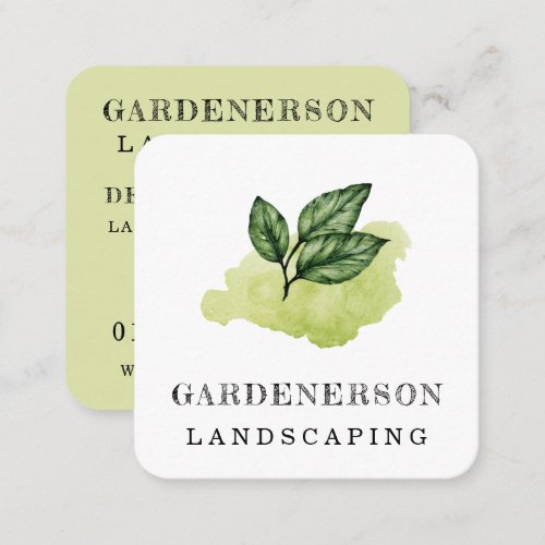 Watercolor Landscaping Care Square Business Card