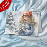 Watercolor Lantern Christmas Fairy Holiday Card
