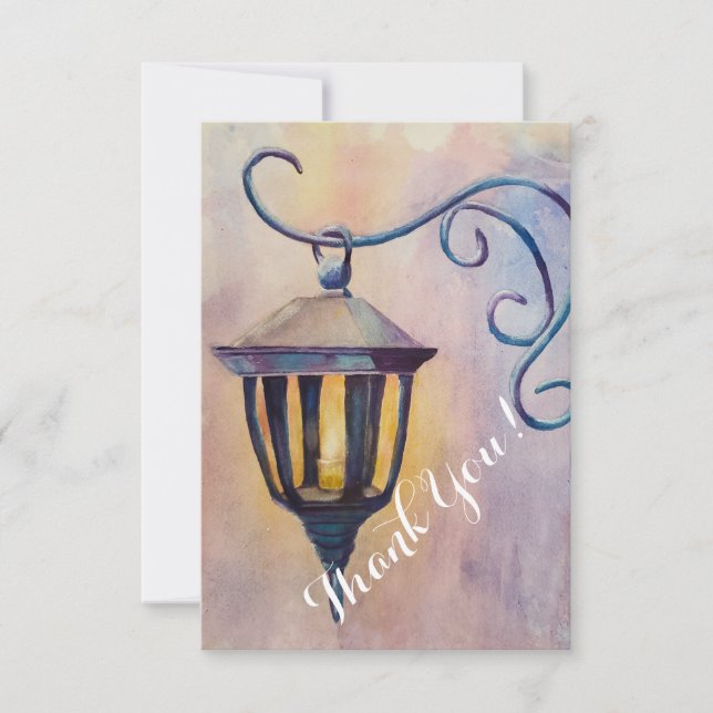 Watercolor Lantern Thank You Card (Front)
