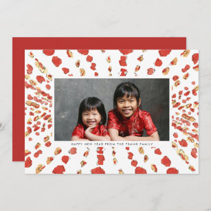 Watercolor Lanterns Chinese Lunar New Year Photo Holiday Card