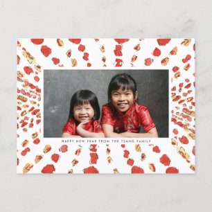 Watercolor Lanterns Chinese Lunar New Year Photo Holiday Postcard