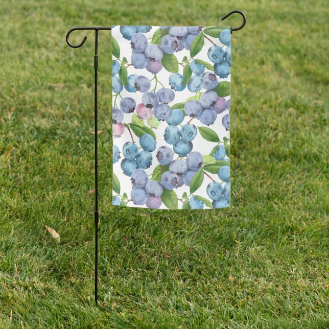 Watercolor Large Blueberry Fruit Garden Flag (In SItu)