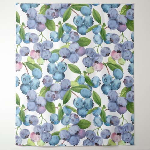 Watercolor Large Blueberry Fruit Tapestry