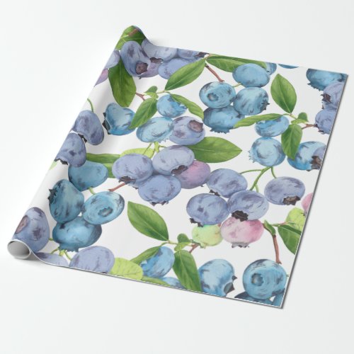Watercolor Large Blueberry Fruit Wrapping Paper