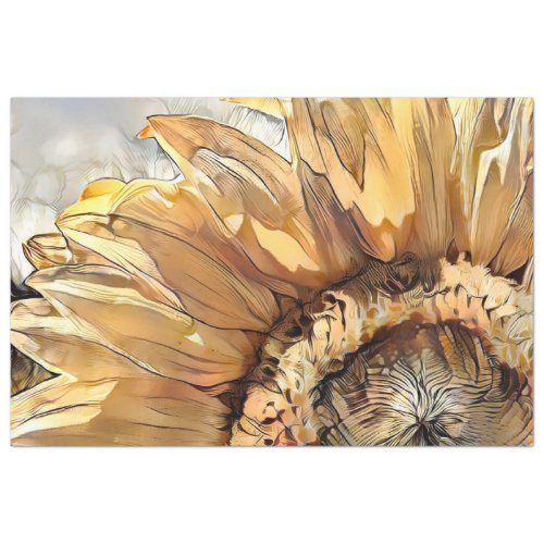 Watercolor Large Sunflower Elegant Collection Tissue Paper