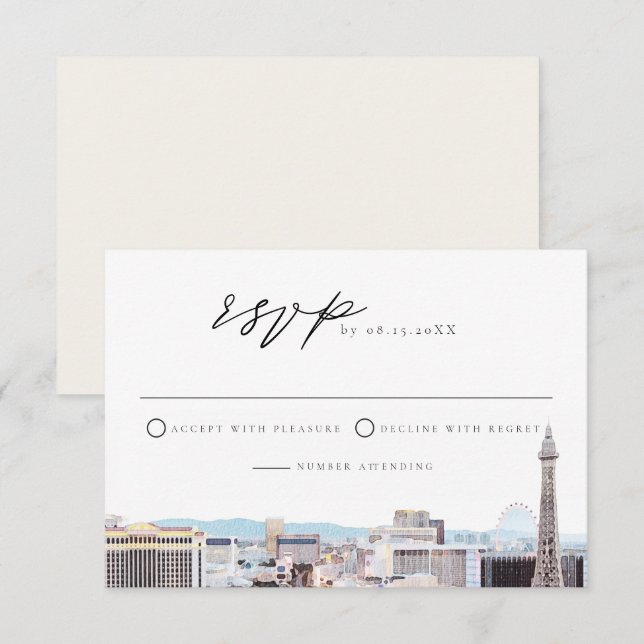Watercolor Las Vegas Strip RSVP Card (Front/Back)