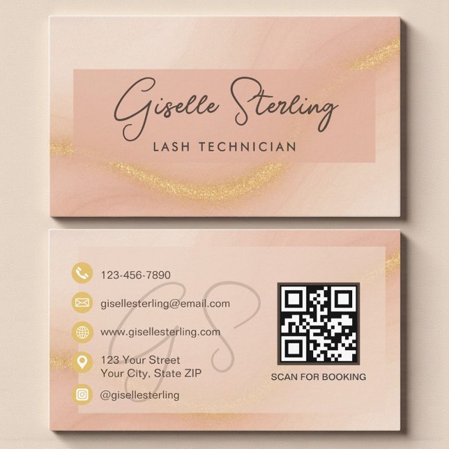 Watercolor Lash Technician QR Code Business Card (Creator Uploaded)