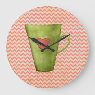Watercolor Latte Mug   Large Clock