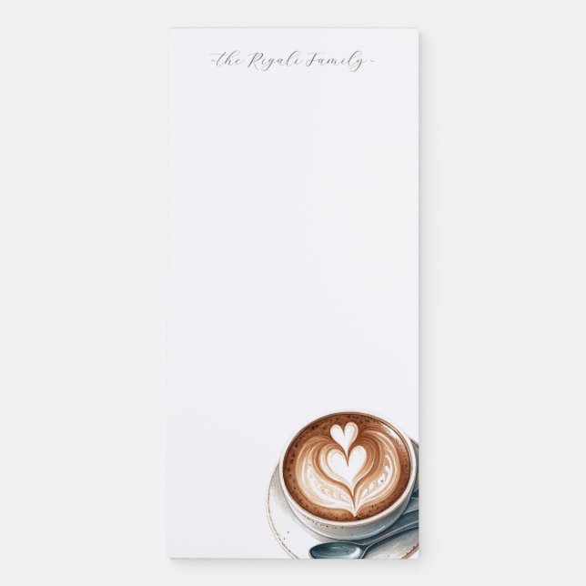 Watercolor Latte Personalized Stationery Magnetic Notepad (Front)