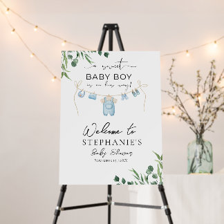 Watercolor Laundry Blue Greenery  Welcome Sign
