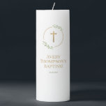 Watercolor Laurel leaves Gold Cross Custom Baptism Pillar Candle<br><div class="desc">Celebrate the blessed day of your baby's baptism with our "Watercolor Laurel leaves Gold Cross Custom Baptism Pillar Candle." This special candle is adorned with delicate watercolor laurel wreath leaves paintings, accented with a gold cross detail. It serves as a beautiful and meaningful keepsake from the momentous occasion. Personalize the...</div>