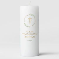Watercolor Laurel leaves Gold Cross Custom Baptism