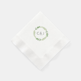 Watercolor Laurel Wreath Cocktail Napkins