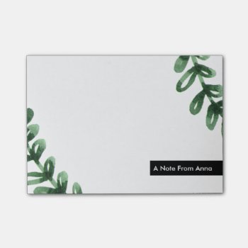 Watercolor Laurel Wreath Personalized Post-it Notes by OakStreetPress at Zazzle