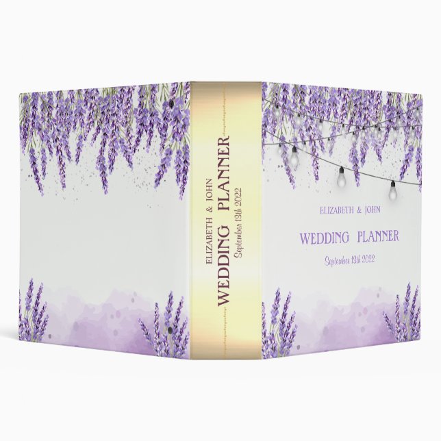 Watercolor Lavander String Lights 3 Ring Binder (Background)