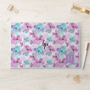 Watercolor Lavender and Blue Floral Monogram HP Laptop Skin