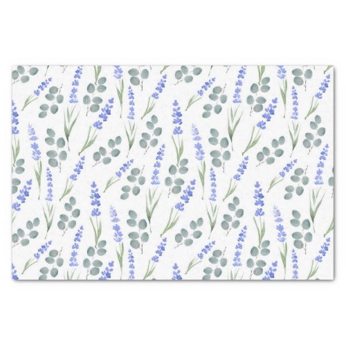 Watercolor Lavender and Eucalyptus Pattern Tissue Paper