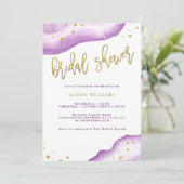 Watercolor Lavender and Gold Geode Bridal Shower Invitation (Standing Front)