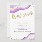Watercolor Lavender and Gold Geode Bridal Shower Invitation (Front)