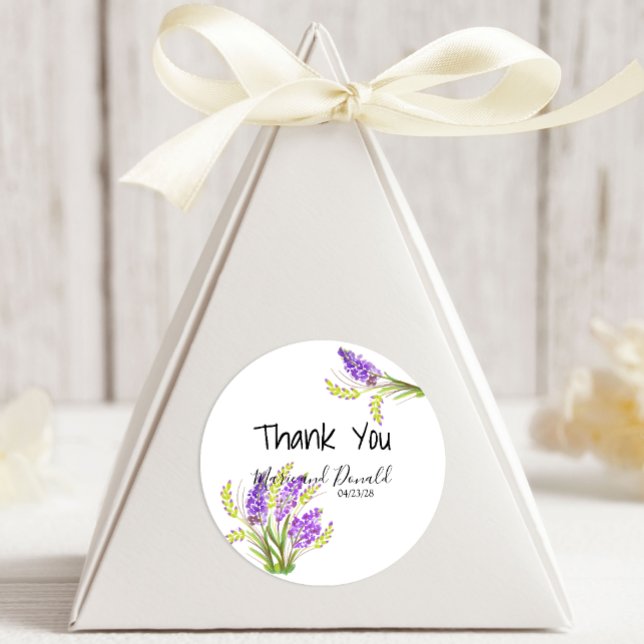Watercolor Lavender and Green Florals Classic Round Sticker (Creator Uploaded)