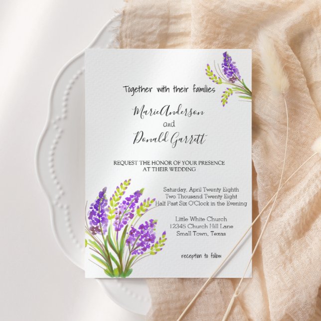 Watercolor Lavender and Green Florals Invitation (Creator Uploaded)