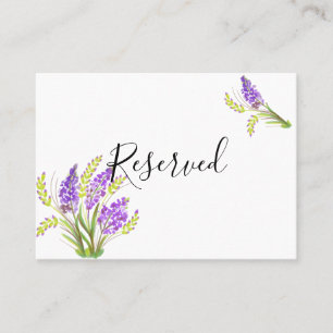 Watercolor Lavender and Green Florals Place Card