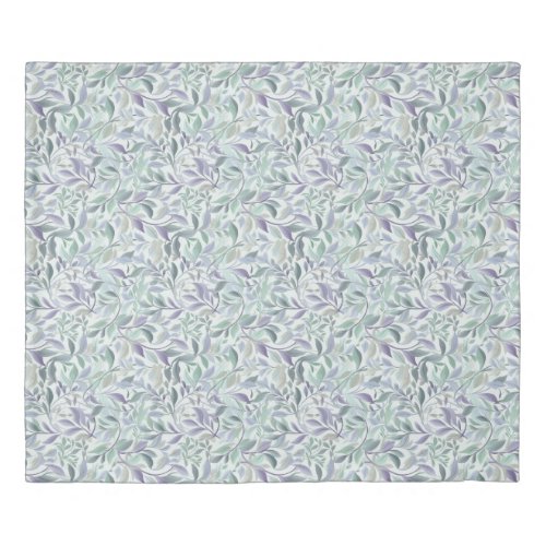 Watercolor lavender and mint leaves and flowers duvet cover