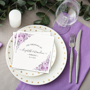 Watercolor Lavender and Violet Floral Wedding Part Napkins