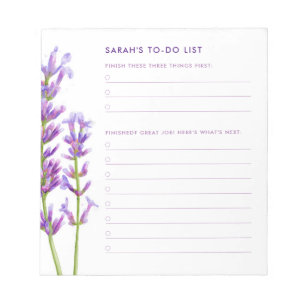 Watercolor Lavender Big Three To-Do Notepad