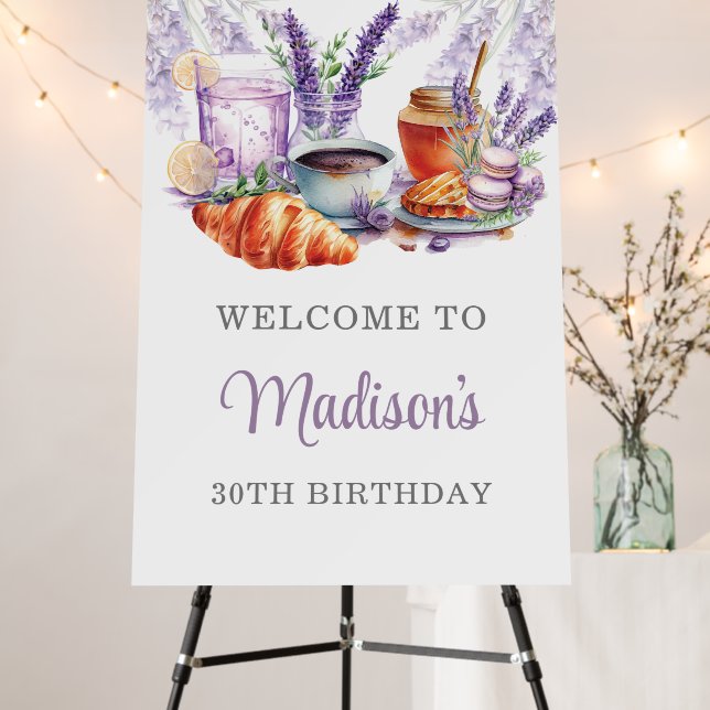 Watercolor Lavender Birthday Brunch Welcome Sign (In Situ (Stand))