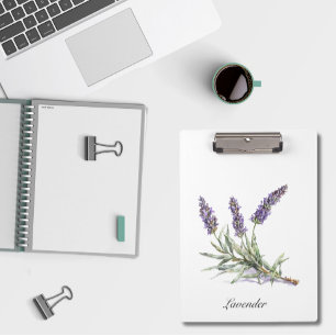 Watercolor Lavender Botanical Wellness Custom Clipboard