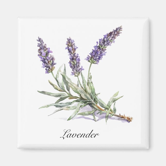 Watercolor Lavender Botanical Wellness Custom Magnet (Front)