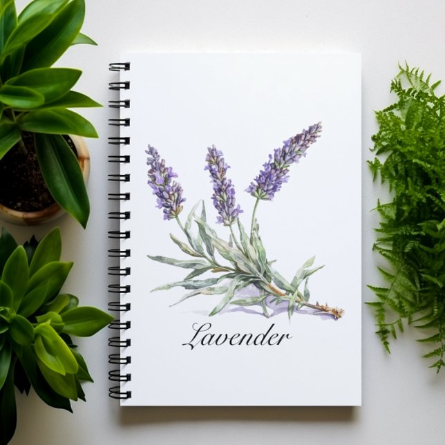Watercolor Lavender Botanical Wellness Custom Notebook (Creator Uploaded)