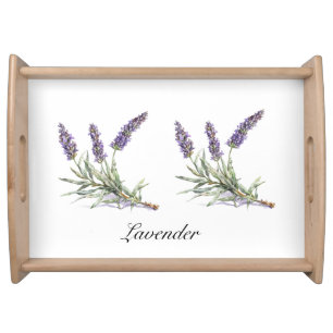 Watercolor Lavender Botanical Wellness Custom Serving Tray