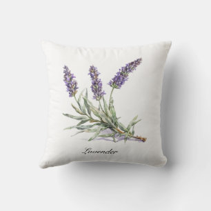 Watercolor Lavender Botanical Wellness Custom Throw Pillow