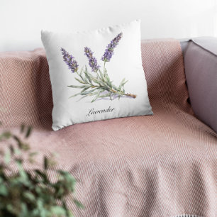 Watercolor Lavender Botanical Wellness Custom Throw Pillow