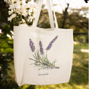 Watercolor Lavender Botanical Wellness Custom Tote Bag