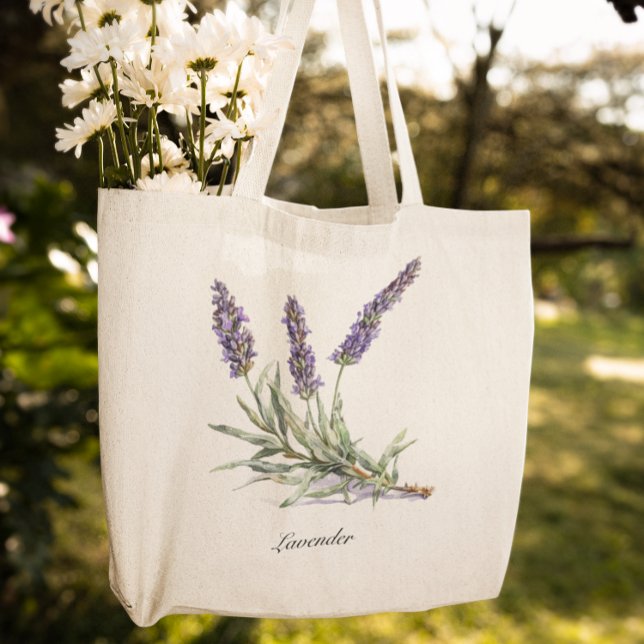 Watercolor Lavender Botanical Wellness Custom Tote Bag (Creator Uploaded)