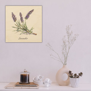 Watercolor Lavender Botanical Wellness Custom Wood Wall Art