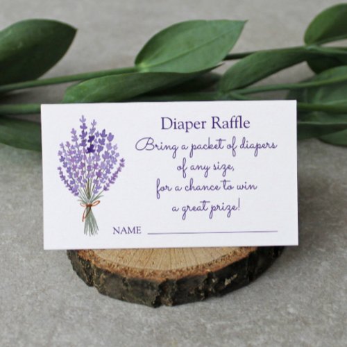 Watercolor Lavender Bouquet Diaper Raffle  Enclosure Card