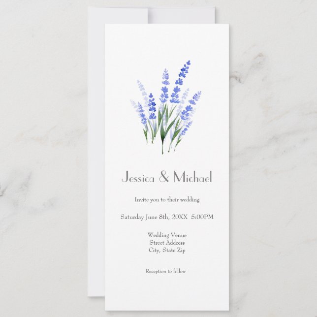 Watercolor Lavender Bouquet Invitation (Front)