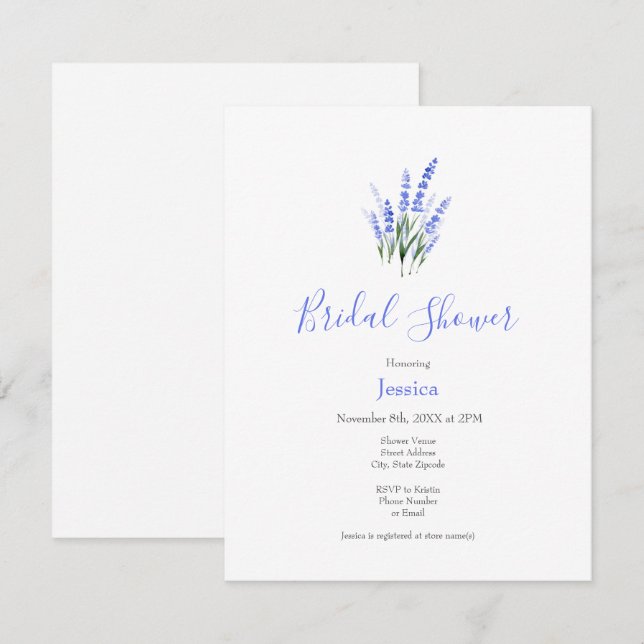 Watercolor Lavender Bouquet Invitation (Front/Back)