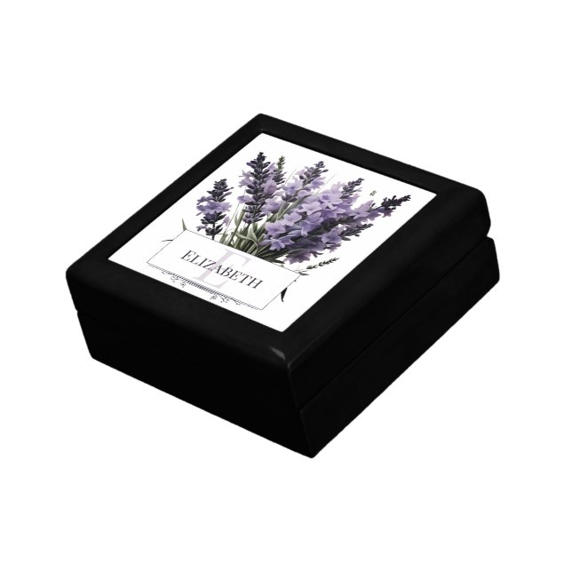 Watercolor Lavender Bouquet Personalized Gift Box (Side)
